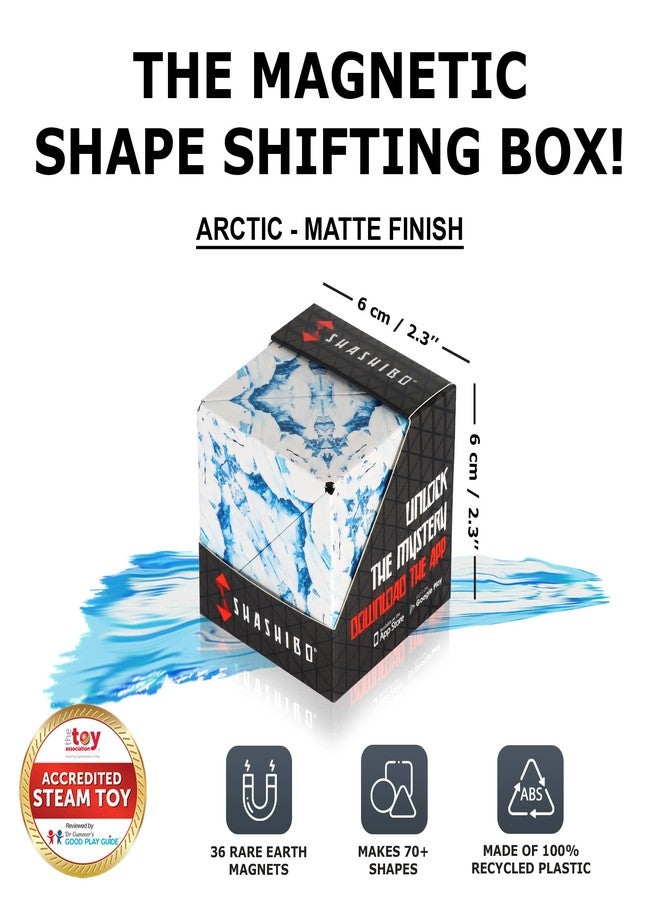 SHASHIBO Shape Shifting Box - Award-Winning Fidget Toy w/ 36 Rare Earth Magnets - Fidget Cube Transforms Into Over 70 Shapes, Sensory Toy Gift for Kids, Teens, and Adults (Wild Series - Arctic) - Image 2