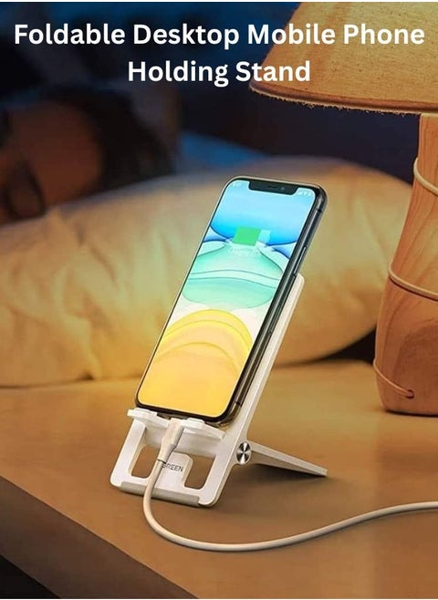 Phone Stand for Cellphone Adjustable Phone Holder for Desk, Folding Office Mobile Holder Portable for Desktop Table Bed Compatible Smartphones Apple iPhone 16 15 14 13 12 Pro Max Plus Samsung