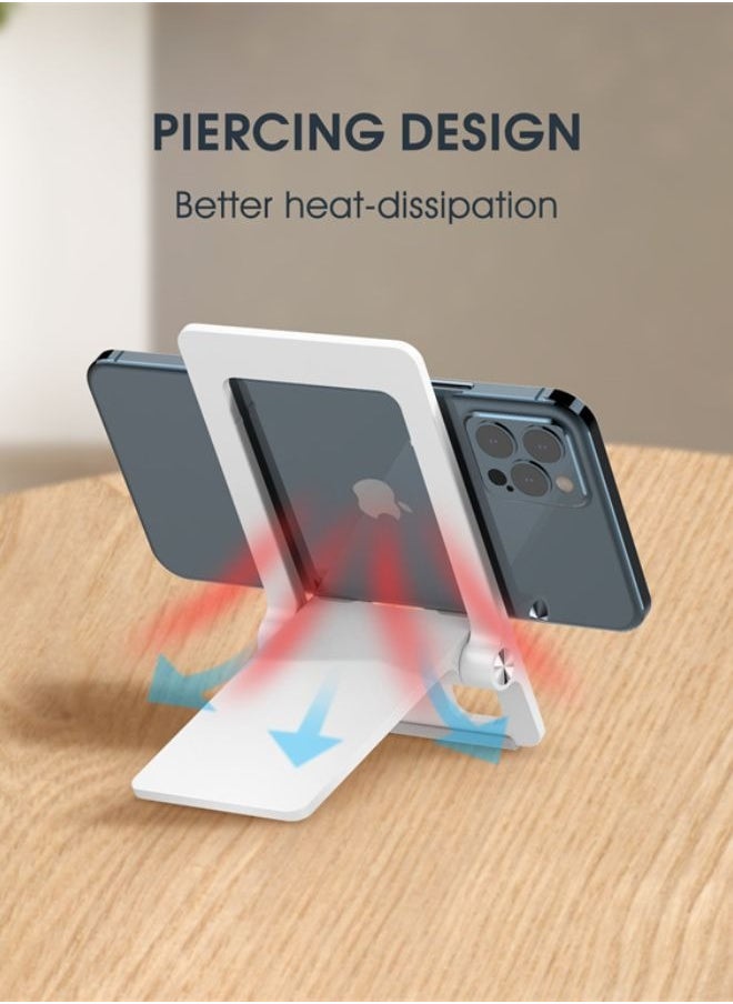 Phone Stand for Cellphone Adjustable Phone Holder for Desk, Folding Office Mobile Holder Portable for Desktop Table Bed Compatible Smartphones Apple iPhone 16 15 14 13 12 Pro Max Plus Samsung
