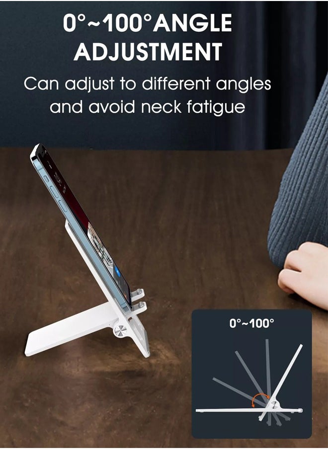 Phone Stand for Cellphone Adjustable Phone Holder for Desk, Folding Office Mobile Holder Portable for Desktop Table Bed Compatible Smartphones Apple iPhone 16 15 14 13 12 Pro Max Plus Samsung