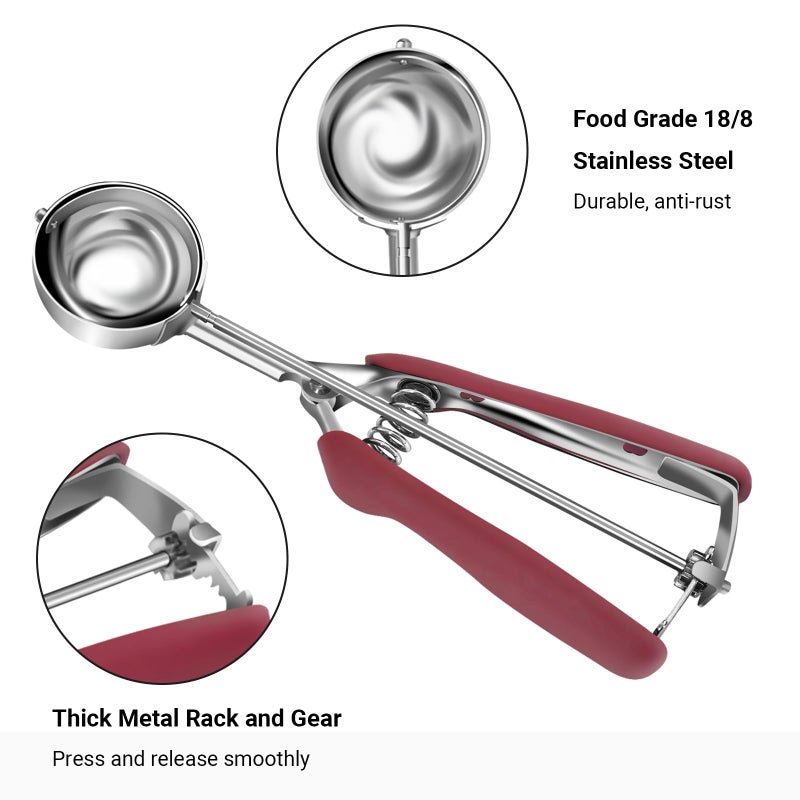 Amroicus Cookie Scoop Set, Cookie Scoops for Baking Set of 3, Stainless Steel Ice Cream Scoop, 1 Tbsp/2 Tbsp/3 Tbsp Cookie Dough Scoop, Cookie Scooper for Cookie Cupcake Muffin Truffles Ice Cream - Image 3