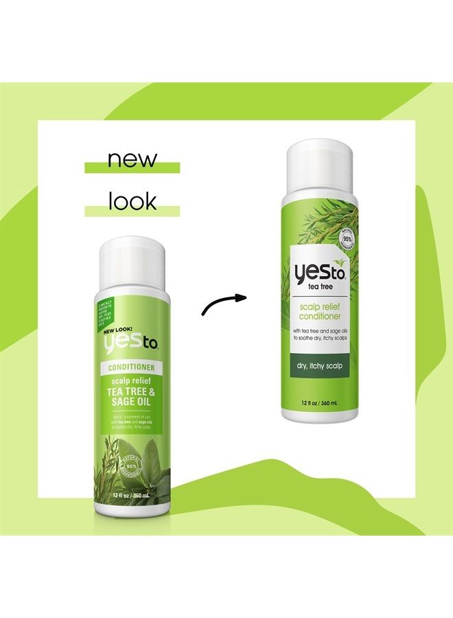 Yes To Tea Tree Scalp Relief Conditioner, Finishing Step To Calm Dry Itchy Scalp, Hydrates & Softens Hair With Long Lasting Moisture, With Tea Tree & Sage Oil, Natural, Vegan & Cruelty Free, 12 Fl Oz - Image 2