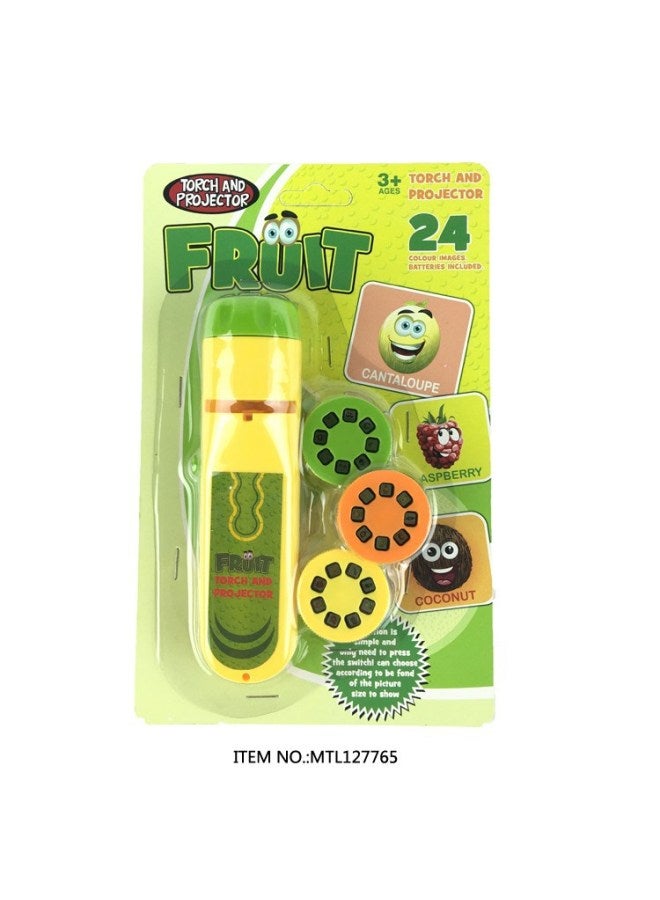 Hot Children's Projection Flashlight Baby Story Projector Slide Puzzle Early Education Toys-Color:Fruit Projection Flashlight  - Image 1