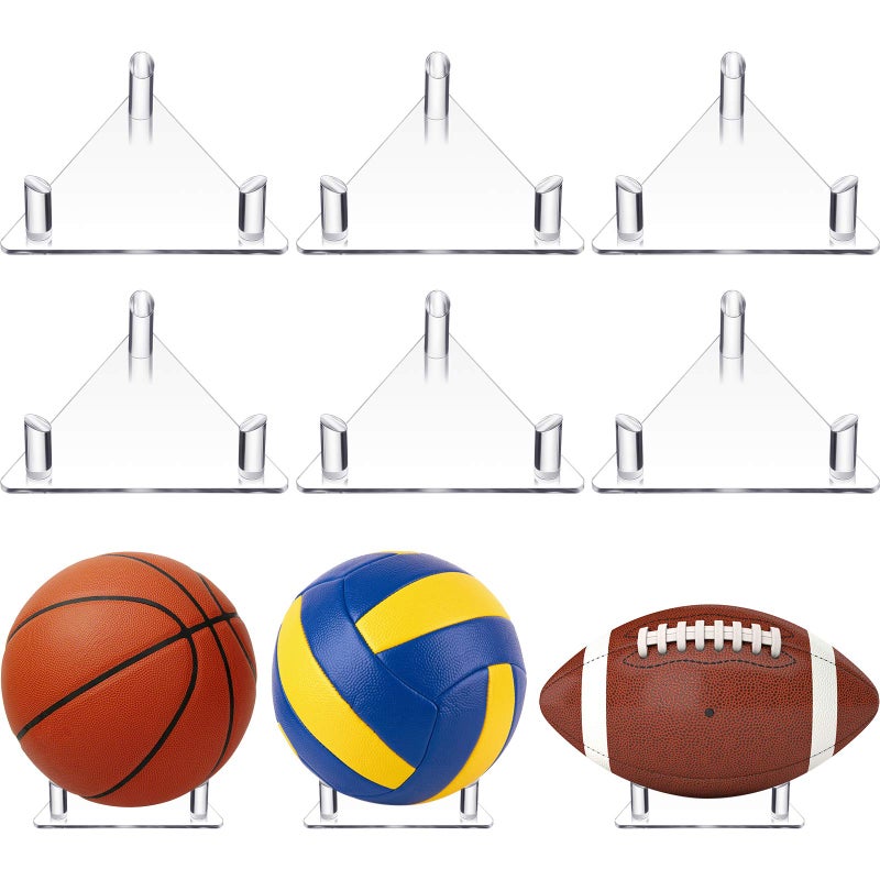 Jetec Jetec 6 Pieces Acrylic Ball Holder Display Stand Transparent Sports Ball Storage Rack for Volleyball Basketball Football Soccer
