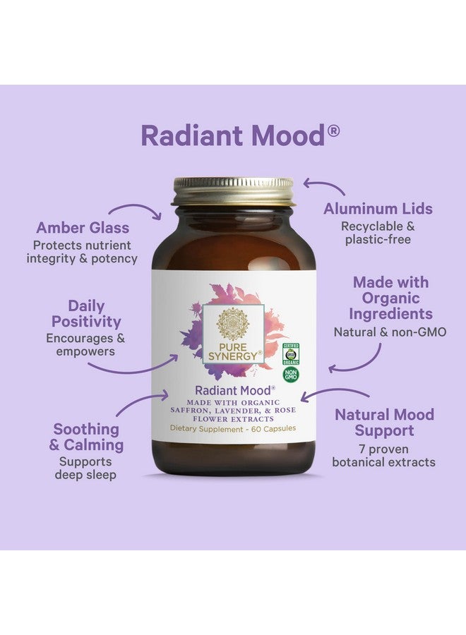 بيور سينرجي، مُحسّن للمزاج | مُكمّل طبيعي للمزاج والنوم مع الزعفران العضوي | مع الزعفران، بلسم الليمون، ولحاء الماغنوليا | لتحسين النوم وتخفيف التوتر (60 كبسولة) - Image 2