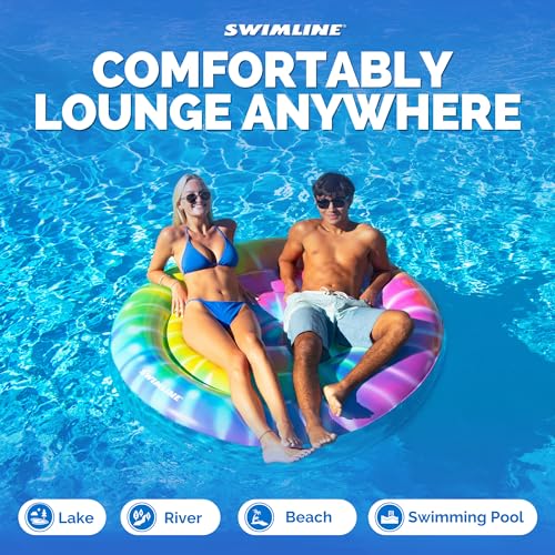 SWIMLINE Original Tie Dye (Spiral) Pool Float – Durable Vinyl Lounger for Adults & Teens – Fun Pool Float for Lake, Beach, or Backyard – Easy to Inflate and Store - Image 5