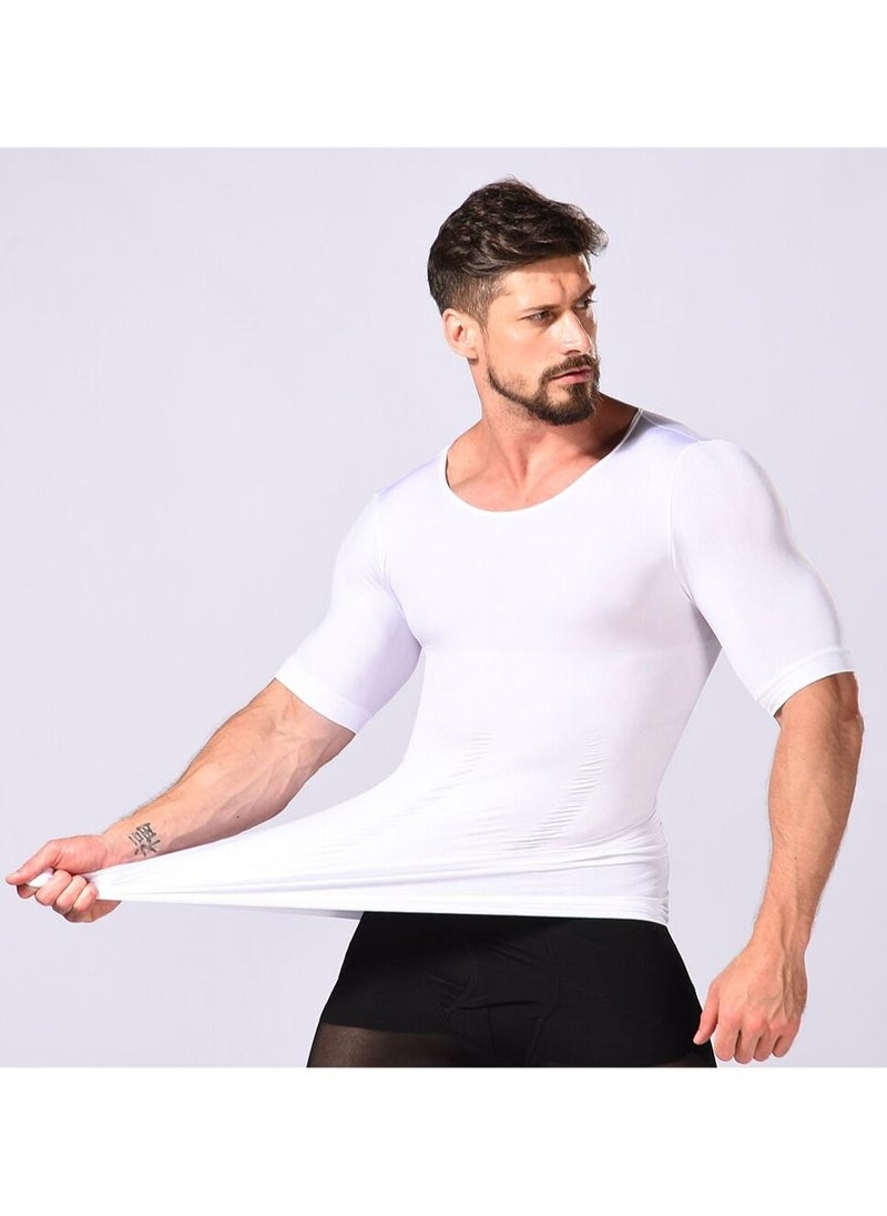 DubaiGallery - Men's Round Neck Shapewear Tops Stretch Slimming Muscle Wear Athletic Body Shaper Shirt - Image 1