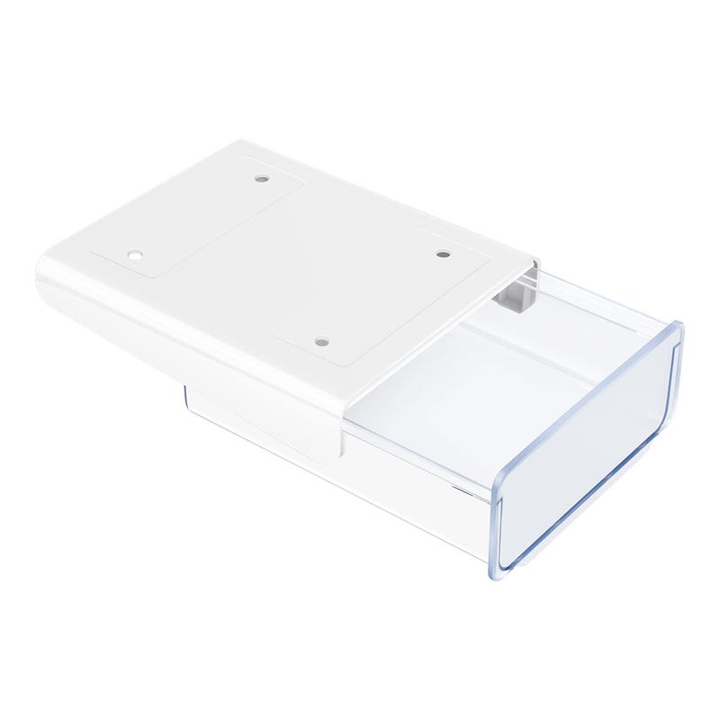 yuntop 1 Pcs Under Desk Drawer, Under Table Hidden Organizer, Plastic Self-adhesive Slide out Under Desk Storage Drawer for Office Dresser Home School Stationery Kitchen (White) - Image 1