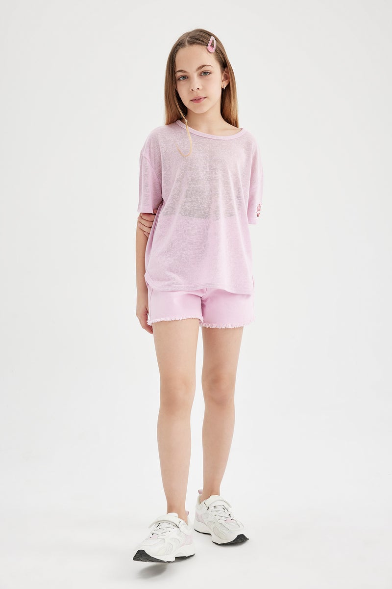 ديفاكتو تيشيرت نص كم بناتي اوفر سايز قصة عادية - Image 2