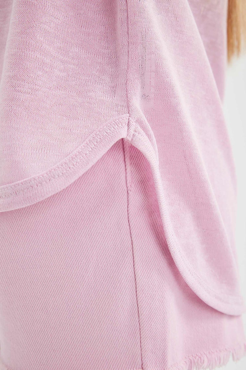 ديفاكتو تيشيرت نص كم بناتي اوفر سايز قصة عادية - Image 5