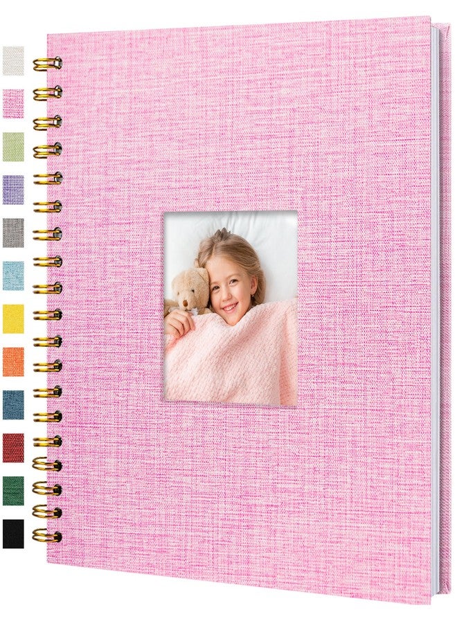 Hiwhy Scrapbook Photo Album Linen Cover, 10 x 10 Inch Hardcover Kraft White Pages Memory Book, for Travel Wedding Guest Book Christmas Baby Shower (20 Sheets/ 40 Pages,Pink) - Image 1