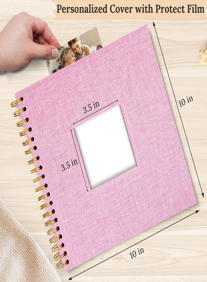 Hiwhy Scrapbook Photo Album Linen Cover, 10 x 10 Inch Hardcover Kraft White Pages Memory Book, for Travel Wedding Guest Book Christmas Baby Shower (20 Sheets/ 40 Pages,Pink) - Image 2