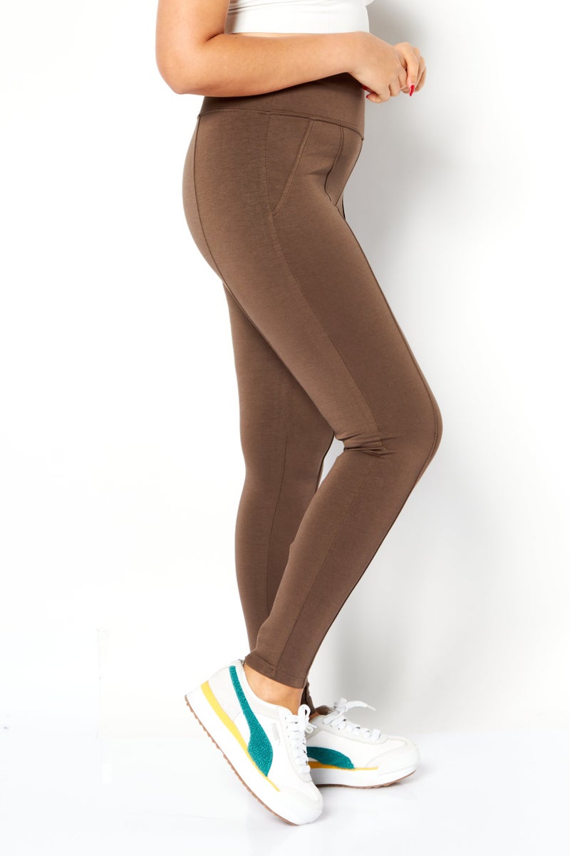 GUESS Women Sportswear Fit Training Leggings, Light Brown - Image 3
