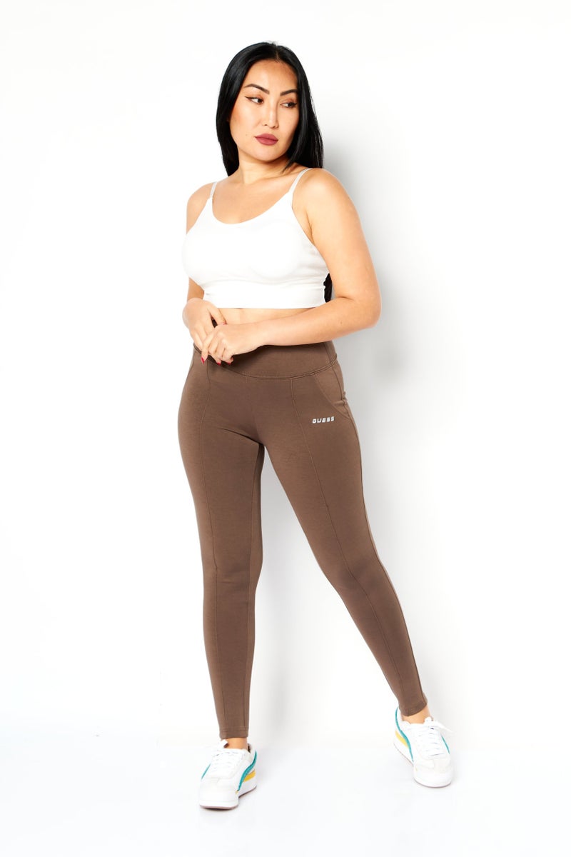 GUESS Women Sportswear Fit Training Leggings, Light Brown - Image 2