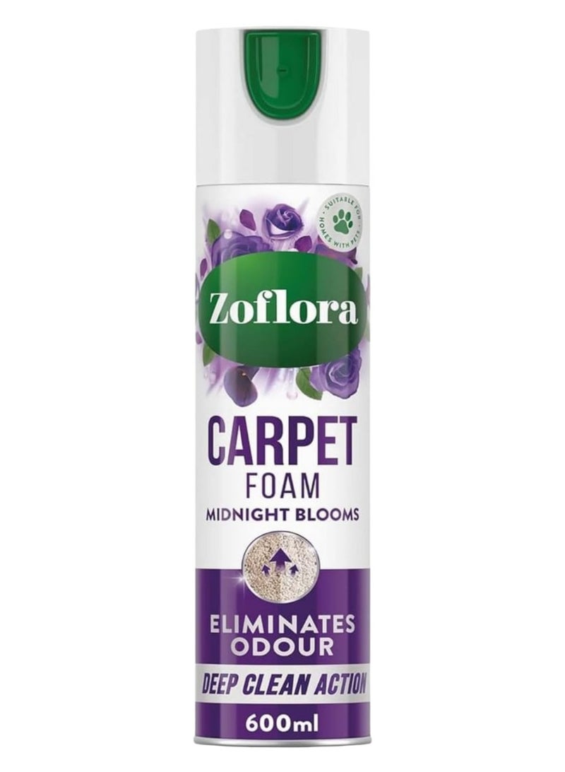 زوفلورا فوم يجدد وينعش السجاد بتقنية حاصلة على براءة اختراع لإزالة الروائح الكريهة برائحة ازهار منتصف الليل 600مل