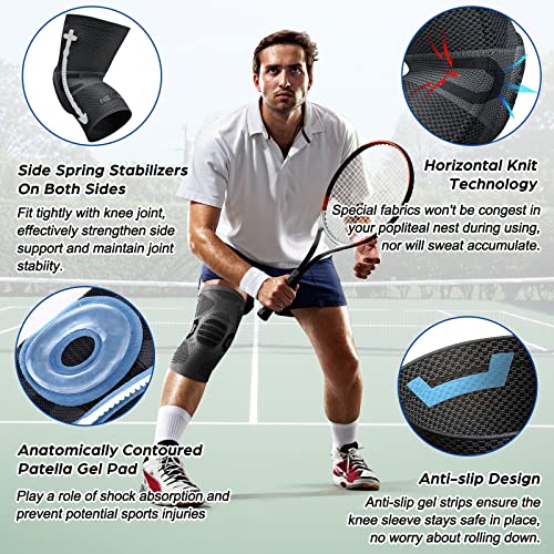 NEENCA Professional Knee Brace for Pain Relief, Medical Knee Compression Sleeve, Knee Support with Horizontal Knit Tech for Meniscus Tear, ACL, Arthritis, Joint Pain, Runner, Workout- FSA/HSA APPROVED - Image 3