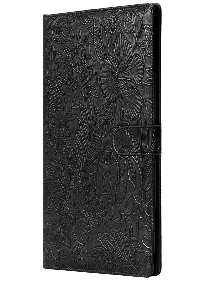 ميمازن مجلد ملفات Mymazn Padfolio، مجلد سيرة ذاتية للمقابلات مصنوع من الجلد الصناعي مع منظم للمستندات وحامل لبطاقات العمل، وحامل دفتر ملاحظات بحجم الرسائل مناسب للرجال والنساء (أسود) - Image 1