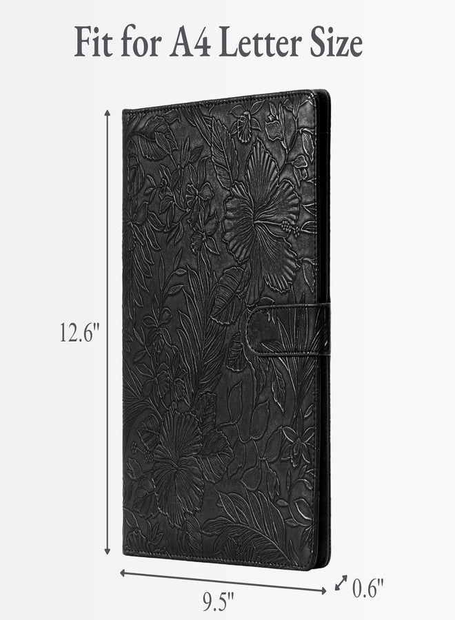 ميمازن مجلد ملفات Mymazn Padfolio، مجلد سيرة ذاتية للمقابلات مصنوع من الجلد الصناعي مع منظم للمستندات وحامل لبطاقات العمل، وحامل دفتر ملاحظات بحجم الرسائل مناسب للرجال والنساء (أسود) - Image 3