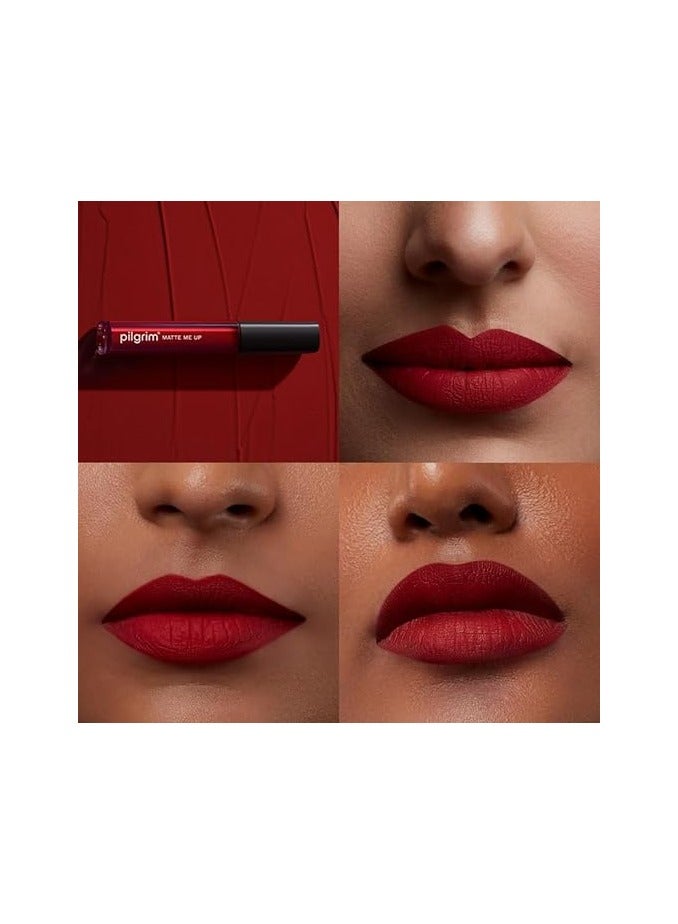 PILGRIM Pilgrim Liquid Matte Lipstick - The Red Stiletto | Lipstick for Women with Hyaluronic Acid & Spanish Squalane | Transferproof, Long Lasting & Non Drying with Hydrating Ingredients 3gms - Image 3