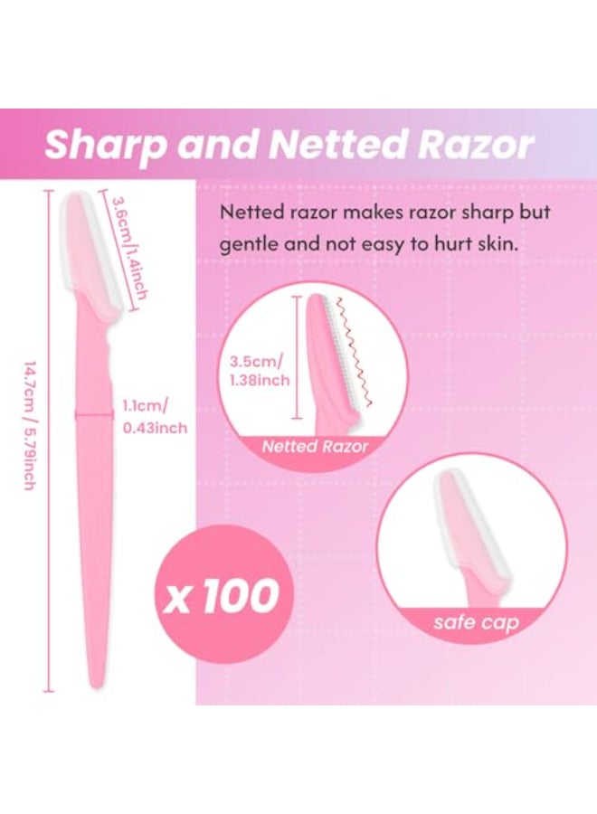 Phafaloop 100 Pcs Eyebrow Razor and Face Razor for Women and Men Safe and BeginnerFriendly Dermaplaning Tool with Protective Cover - Image 3