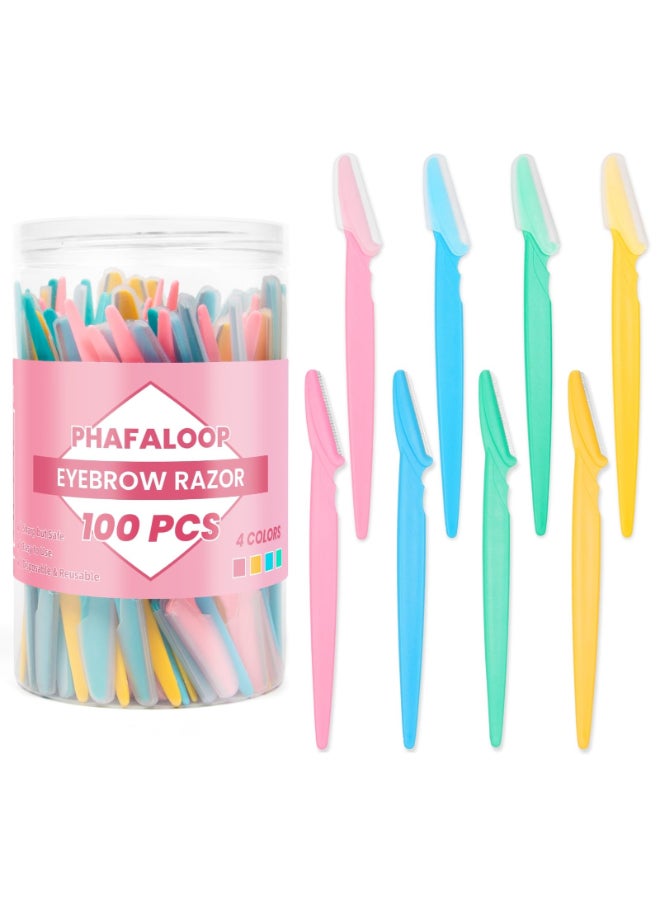Phafaloop 100 Pcs Eyebrow Razor and Face Razor for Women and Men Safe and BeginnerFriendly Dermaplaning Tool with Protective Cover - Image 2