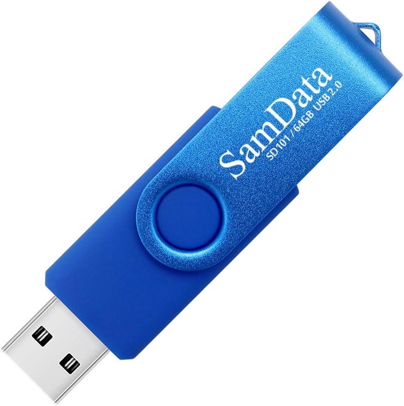 SamData 64GB USB Flash Drives 2 Pack 64GB Thumb Drives Memory Stick Jump Drive with LED Light for Storage and Backup (2 Colors: Black Blue) - Image 3