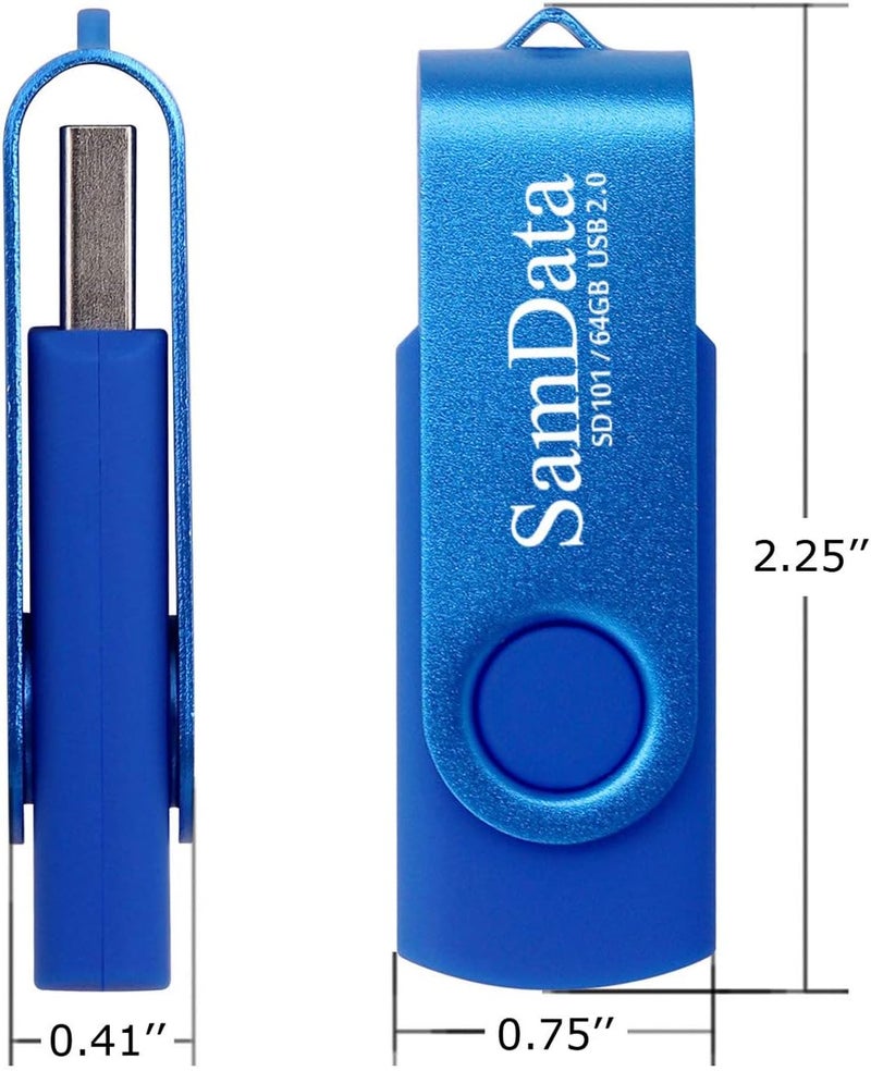 SamData 64GB USB Flash Drives 2 Pack 64GB Thumb Drives Memory Stick Jump Drive with LED Light for Storage and Backup (2 Colors: Black Blue) - Image 5