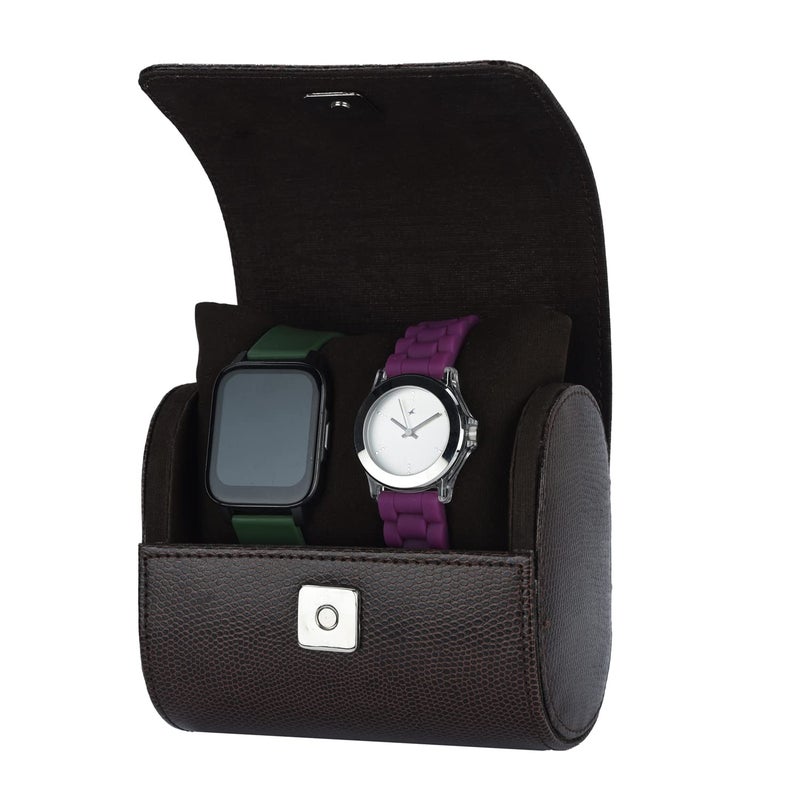 essart حافظة ساعات فاخرة – منظم ساعات للسفر – حافظة سفر لعدد 2 ساعة | صندوق هدايا محمول من جلد PU لجمع الساعات - Image 1