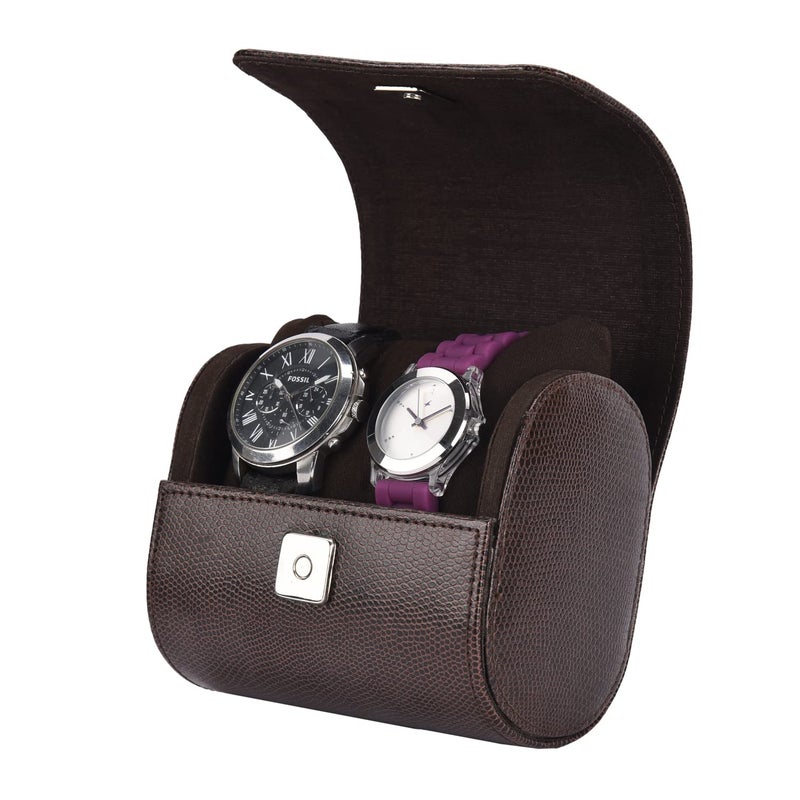 essart حافظة ساعات فاخرة – منظم ساعات للسفر – حافظة سفر لعدد 2 ساعة | صندوق هدايا محمول من جلد PU لجمع الساعات - Image 2