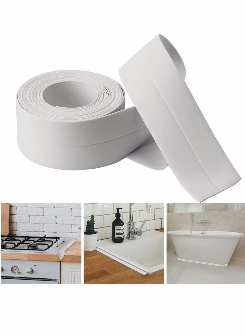 Y&D Waterproof & Adhesive Caulk Strip Flexible Self Tape for Kitchen Bathroom Bathtub Toilet Wall Floor Tile Sealer Moisture Mold Protector White 1PCS  - Image 1