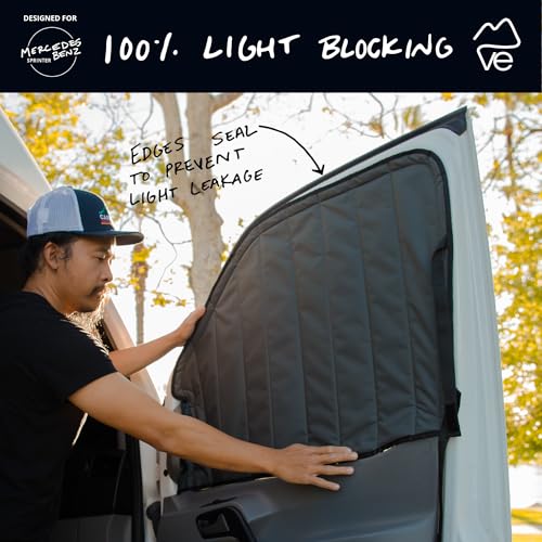 VanEssential Insulated Magnetic Blackout Front Door Window Covers (Pair) Designed for Mercedes-Benz NCV3 (Van Years 2007 to 2018) - Charcoal Gray - Image 4