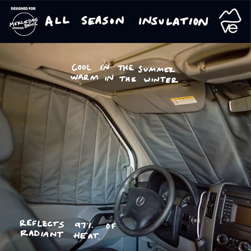 VanEssential Insulated Magnetic Blackout Front Door Window Covers (Pair) Designed for Mercedes-Benz NCV3 (Van Years 2007 to 2018) - Charcoal Gray - Image 3