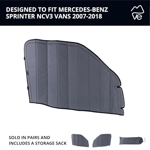 VanEssential Insulated Magnetic Blackout Front Door Window Covers (Pair) Designed for Mercedes-Benz NCV3 (Van Years 2007 to 2018) - Charcoal Gray - Image 5