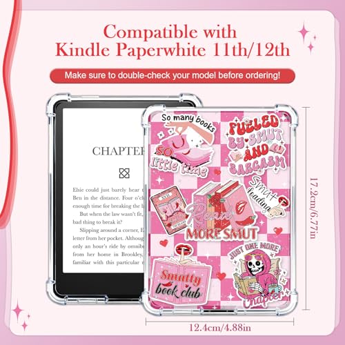 Rngmsi Insert Cardstock for Clear Case - 12Pcs Smut Cardstock Inserts Compatible with Kindle Paperwhite 11th-12th, 50Pcs Smutty Stickers for E-Reader Clear Back Cover Accessories Book Lover Gift - Image 2