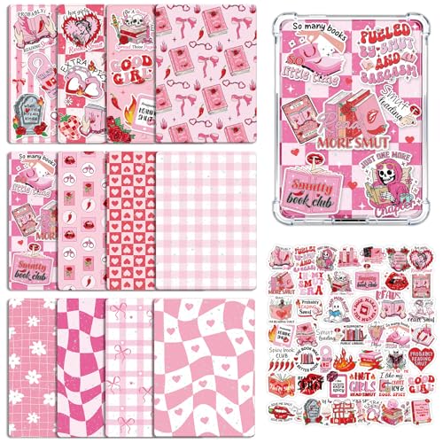 Rngmsi Insert Cardstock for Clear Case - 12Pcs Smut Cardstock Inserts Compatible with Kindle Paperwhite 11th-12th, 50Pcs Smutty Stickers for E-Reader Clear Back Cover Accessories Book Lover Gift - Image 1