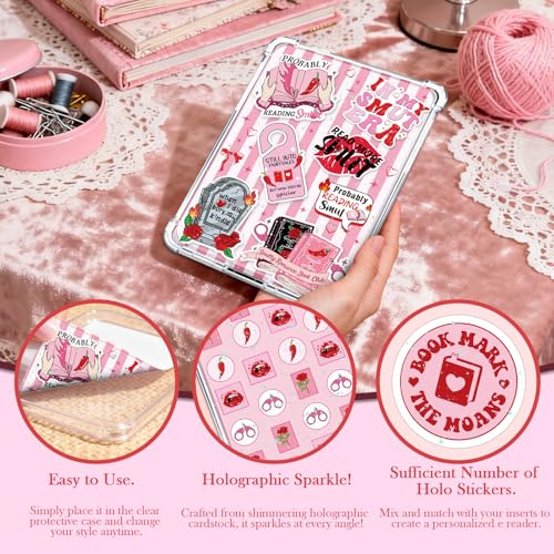 Rngmsi Insert Cardstock for Clear Case - 12Pcs Smut Cardstock Inserts Compatible with Kindle Paperwhite 11th-12th, 50Pcs Smutty Stickers for E-Reader Clear Back Cover Accessories Book Lover Gift - Image 5