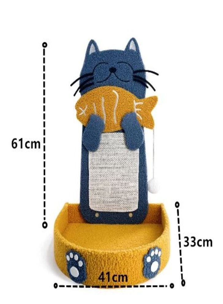 أعمدة خدش سيزال مع كرة معلقة، لوحة خدش قطط مع سرير قطط، وسادة خدش شكل سمكة للقطط الداخلية أو الجراء (مع نمط سرير قطط) - Image 5