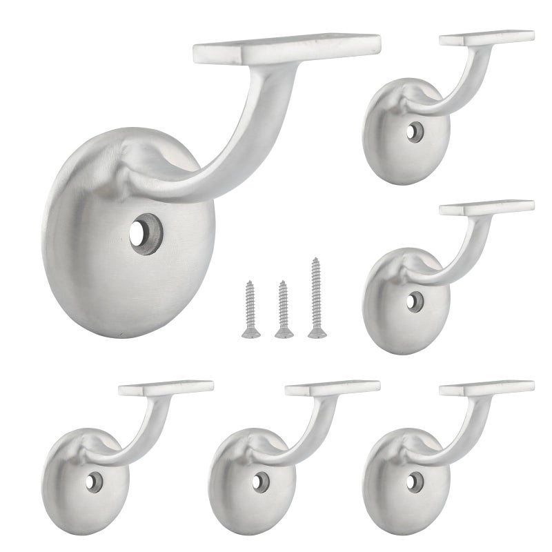 دعامات درابزين السلم HOME MASTER HARDWARE دعامات درابزين السلم دعامات ثقيلة للدرج دعم درابزين السلم للمنزل أو المكتب حزمة 6 من النيكل المصقول