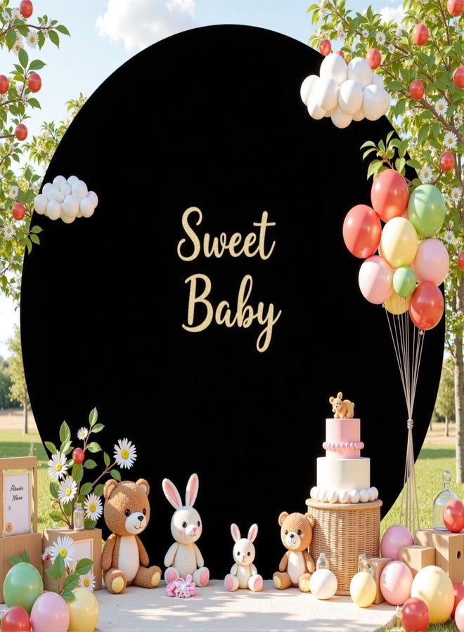 Suppromo 7.2 FT Black Round Backdrop Cover for Circle Balloon Arch Stand Stretchy Circle Arch Backdrop Cover for Wedding Arch Baby Shower Birthday Party Photo Shoot Photography Arch Background Decorations - Image 2