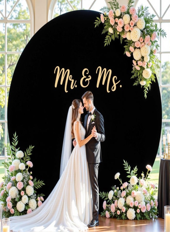 Suppromo 7.2 FT Black Round Backdrop Cover for Circle Balloon Arch Stand Stretchy Circle Arch Backdrop Cover for Wedding Arch Baby Shower Birthday Party Photo Shoot Photography Arch Background Decorations - Image 3
