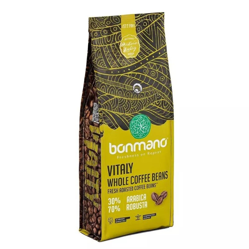 Bonmano حبوب قهوة بونمانو فيتالي الكاملة المحمصة الطازجة 30% أرابيكا 70% روبوستا - 250 جرام - Image 1