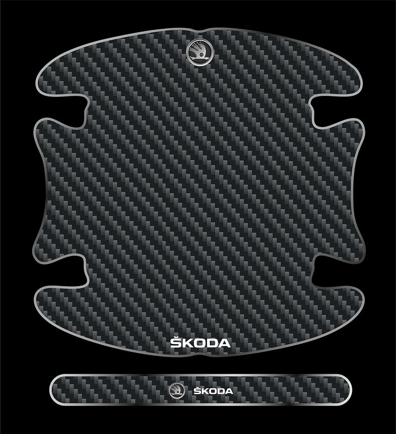 BIG FLAG 3D Gel Type Car Door Carbon Fiber Handle Cup and Handle Stripe Scratch Guard Sticker Universal for Specific Brand (Pack of 8) (3DDRSTCFSQVAR) (SC0DA) - Image 2