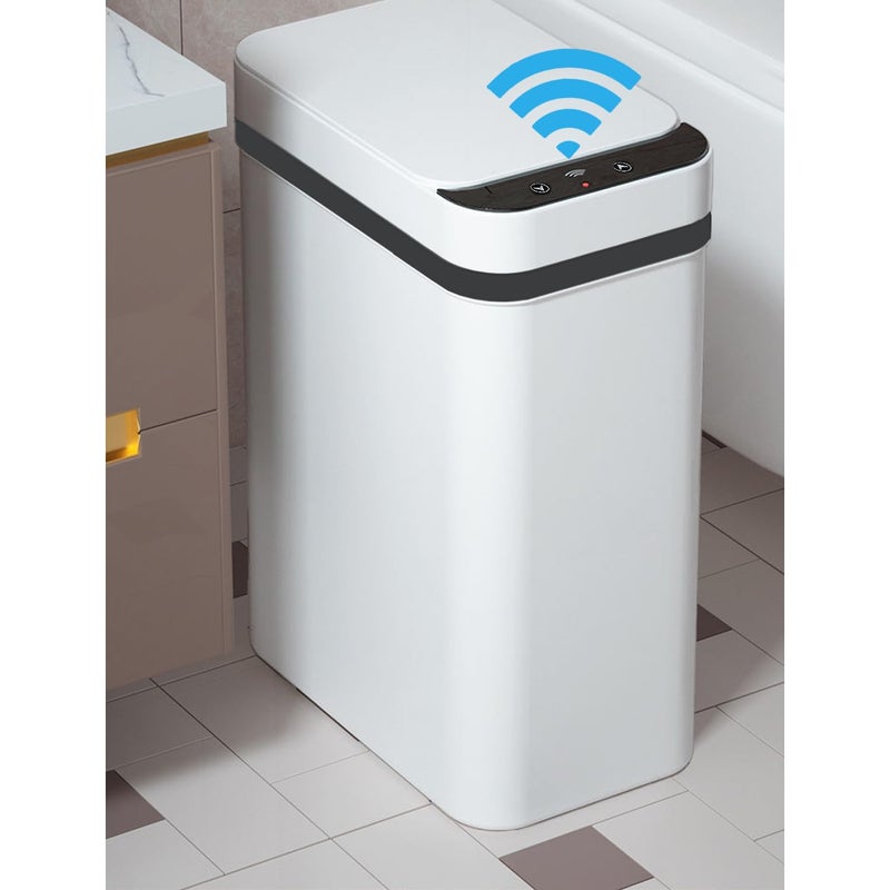 Yatmung Skinny Trash Can Automatic Touchless - 4 Gallons Motion Sensor Bathroom Trash Can - Electric, Slim, Plastic - Narrow Garbage Can with Lid - Thin Smart Trash Bin - 15.5 Liters (White) - Image 1