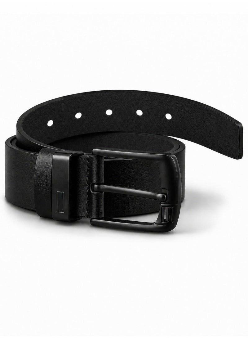 HASTE Vintage Leather Belt - Pin Buckle Distressed Finish - 120cm - Black - Image 3