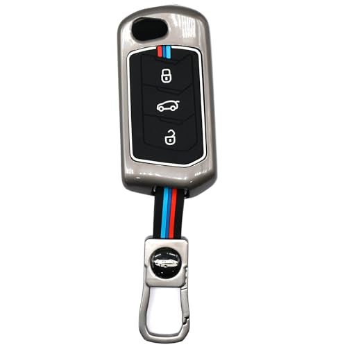 KMH Metal Car Key Cover Compatible with Mahindra Scorpio XUV 300, Marazzo, XUV 700, XUV 400 ev, Bolero, Thar Smart Keycover with Keychain 3 Buttons Smart Key Shell Case Holder Protector, Pack of 1 - Image 3