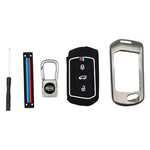 KMH Metal Car Key Cover Compatible with Mahindra Scorpio XUV 300, Marazzo, XUV 700, XUV 400 ev, Bolero, Thar Smart Keycover with Keychain 3 Buttons Smart Key Shell Case Holder Protector, Pack of 1 - Image 5