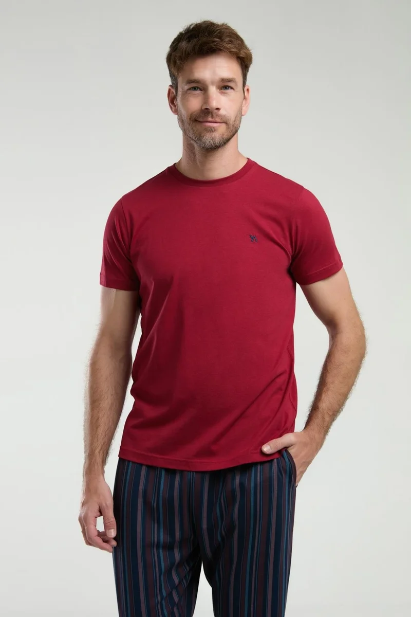 Arnetta Cotton Men's Plus Size Pajama Set with Pocket Detail