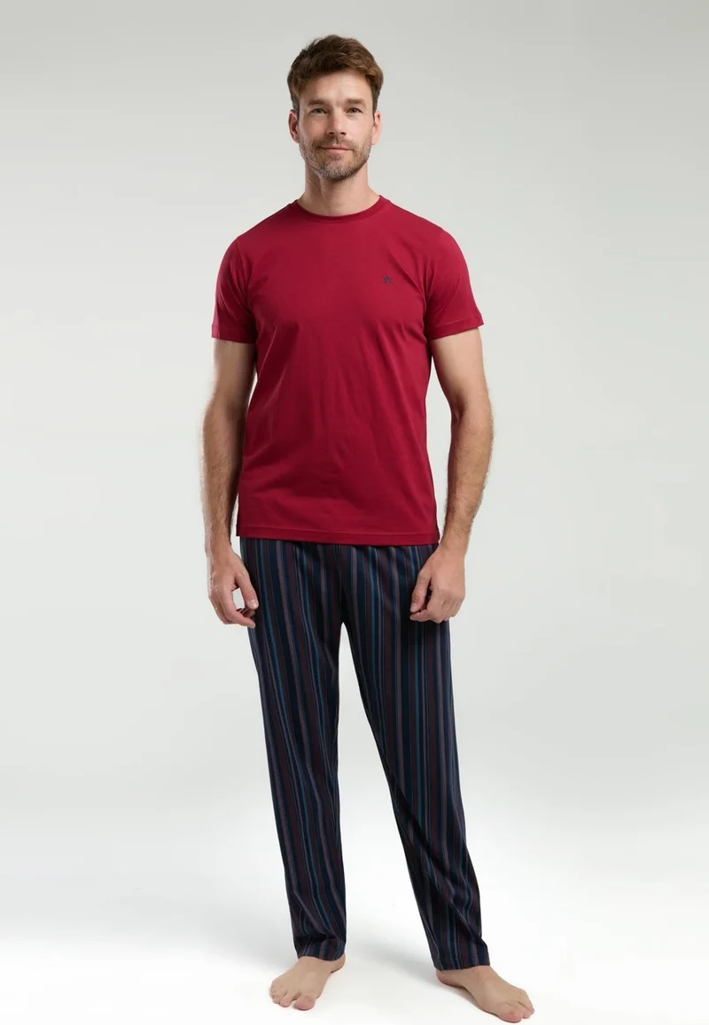 Arnetta Cotton Men's Plus Size Pajama Set with Pocket Detail