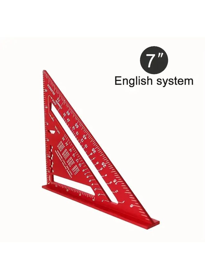 Red Aluminum Alloy Triangle Ruler Imperial Metric Scale Angle Finder Woodworking Tool - Image 1