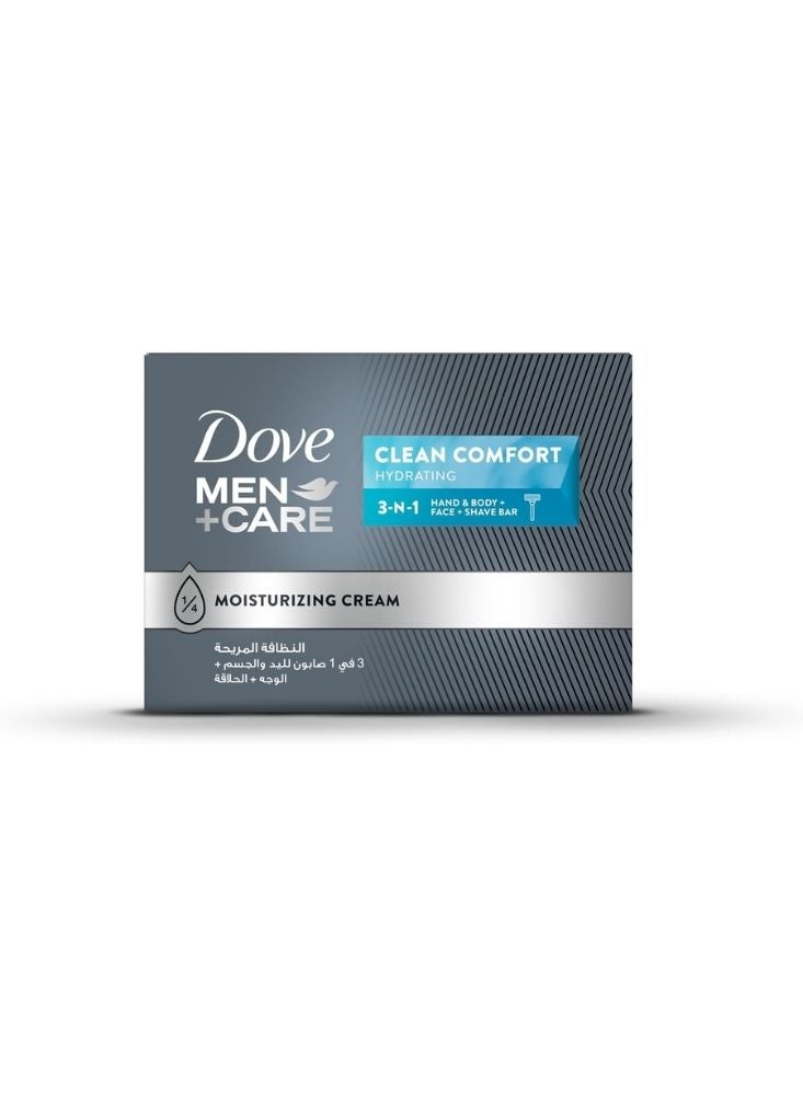 Dove Men+Care Clean Comfort Hydrating Soap – 3-in-1 Bar for Hand, Body & Face - Image 1